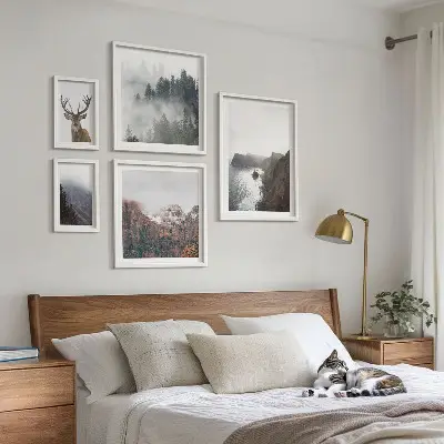 Moderne schilderijen set met natuurlandschappen