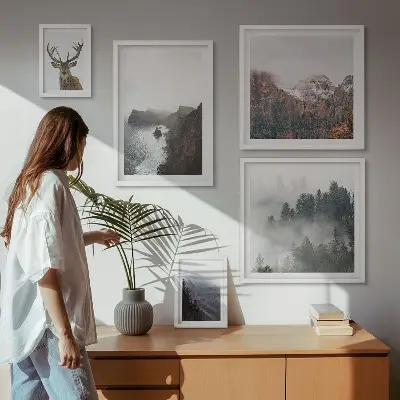 Moderne schilderijen set met natuurlandschappen