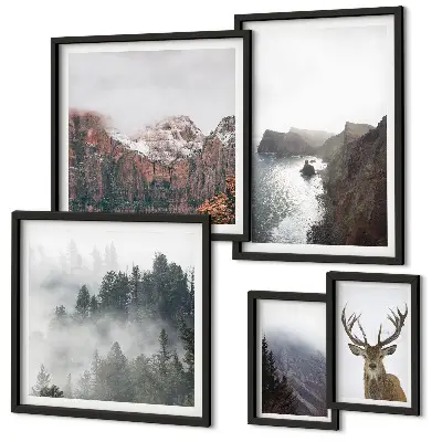 Moderne schilderijen set met natuurlandschappen