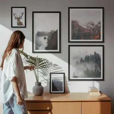 Moderne schilderijen set met natuurlandschappen