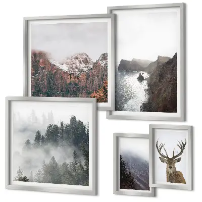 Moderne schilderijen set met natuurlandschappen