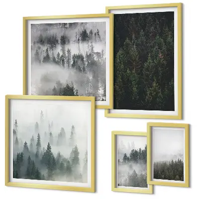 Gallery wall Groene bossen in mistige landschappen