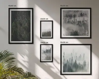 Gallery wall Groene bossen in mistige landschappen