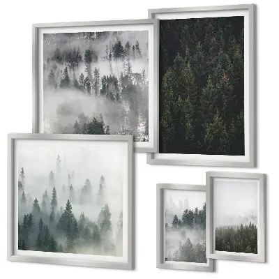 Gallery wall Groene bossen in mistige landschappen