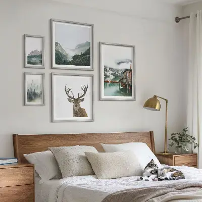Schilderijen set met bergachtige natuurlandschappen