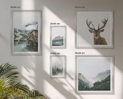 Schilderijen set met bergachtige natuurlandschappen