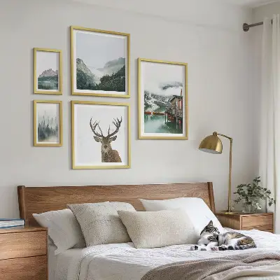 Schilderijen set met bergachtige natuurlandschappen