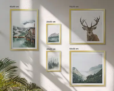 Schilderijen set met bergachtige natuurlandschappen
