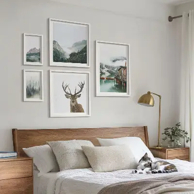 Schilderijen set met bergachtige natuurlandschappen