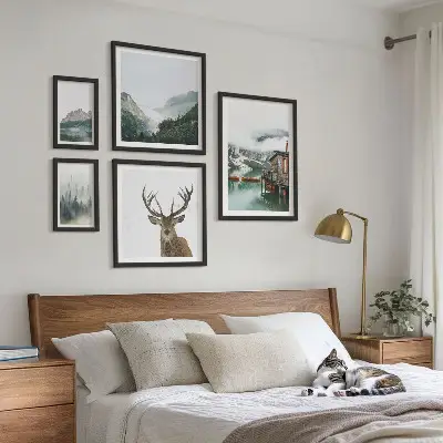 Schilderijen set met bergachtige natuurlandschappen