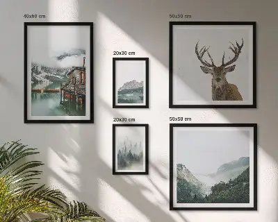 Schilderijen set met bergachtige natuurlandschappen