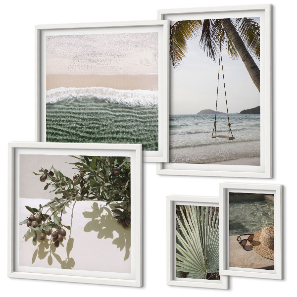 Wanddecoratie compositie Tropische stranden en natuur in harmonie