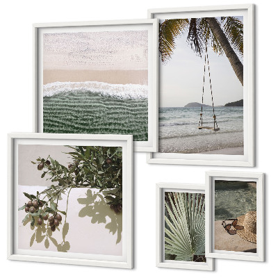 Wanddecoratie compositie Tropische stranden en natuur in harmonie