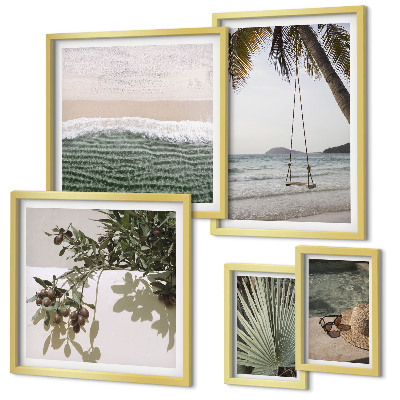 Wanddecoratie compositie Tropische stranden en natuur in harmonie