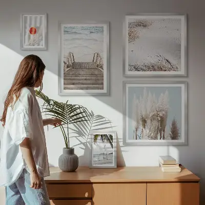 Wanddecoratie compositie met uitzicht op het strand en de natuur