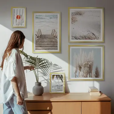 Wanddecoratie compositie met uitzicht op het strand en de natuur