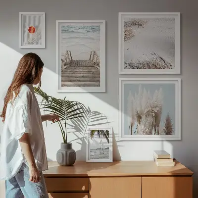 Wanddecoratie compositie met uitzicht op het strand en de natuur