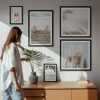 Wanddecoratie compositie met uitzicht op het strand en de natuur