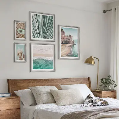 Moderne schilderijenset met stijlvol uitzicht op zee