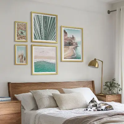 Moderne schilderijenset met stijlvol uitzicht op zee