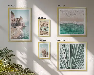Moderne schilderijenset met stijlvol uitzicht op zee
