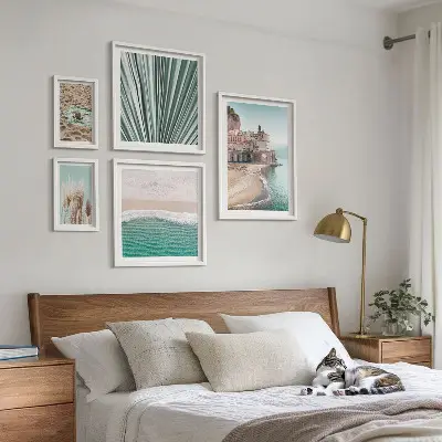 Moderne schilderijenset met stijlvol uitzicht op zee