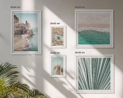 Moderne schilderijenset met stijlvol uitzicht op zee
