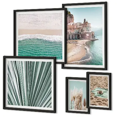 Moderne schilderijenset met stijlvol uitzicht op zee