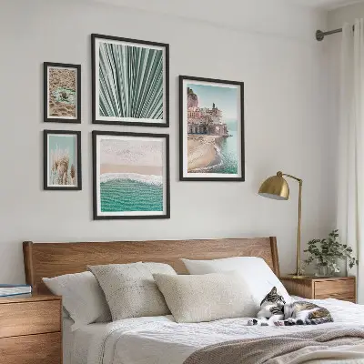 Moderne schilderijenset met stijlvol uitzicht op zee
