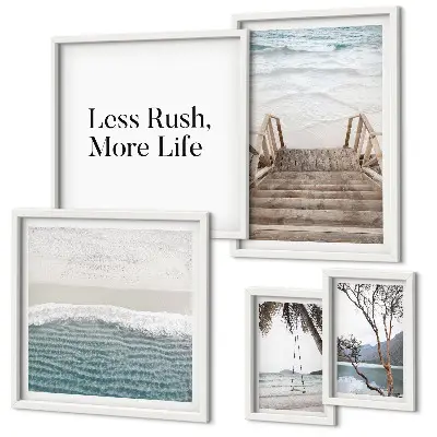 Wanddecoratie compositie met stranden met een rustgevend uitzicht op zee