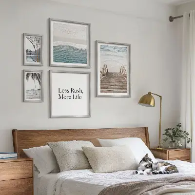 Wanddecoratie compositie met stranden met een rustgevend uitzicht op zee