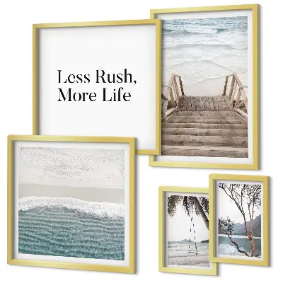 Wanddecoratie compositie met stranden met een rustgevend uitzicht op zee