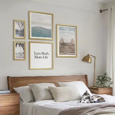 Wanddecoratie compositie met stranden met een rustgevend uitzicht op zee