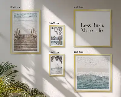 Wanddecoratie compositie met stranden met een rustgevend uitzicht op zee