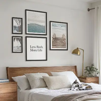 Wanddecoratie compositie met stranden met een rustgevend uitzicht op zee