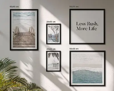 Wanddecoratie compositie met stranden met een rustgevend uitzicht op zee