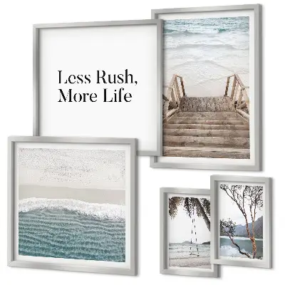 Wanddecoratie compositie met stranden met een rustgevend uitzicht op zee