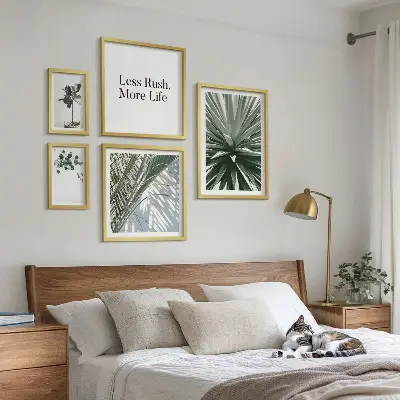 Moderne schilderijen set met decoratie van groene bladeren