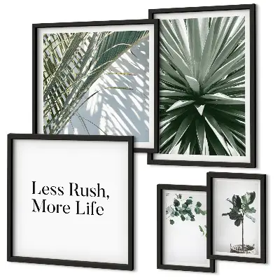 Moderne schilderijen set met decoratie van groene bladeren