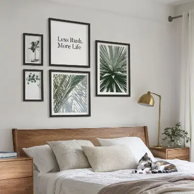 Moderne schilderijen set met decoratie van groene bladeren