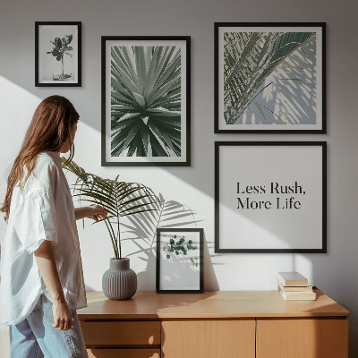 Moderne schilderijen set Moderne decoratie met groene bladeren
