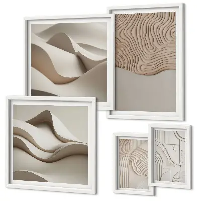 Moderne schilderijen set Abstracte beige patronen