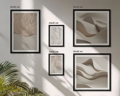 Set van moderne schilderijen met abstracte beige patronen