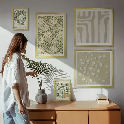 Gallerijwand met bloemenprint in boho-stijl