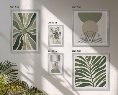 Wanddecoratie compositie Stijlvolle afbeeldingen met groen.