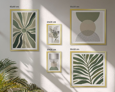 Wanddecoratie compositie Stijlvolle afbeeldingen met groen.
