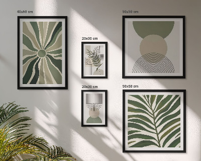Wanddecoratie compositie Stijlvolle afbeeldingen met groen.