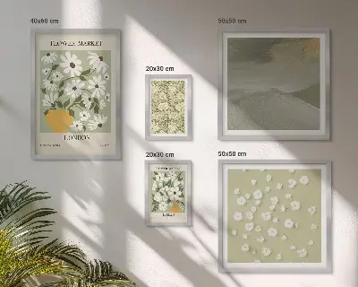 Set van moderne schilderijen met bloemrijke stedelijke motieven