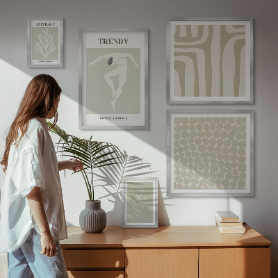 Gallery wall Stijlvolle abstracte groene afbeeldingen