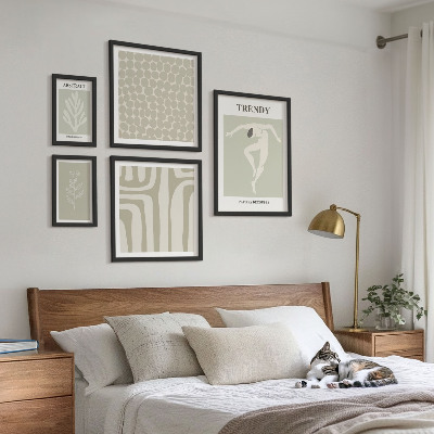 Gallery wall Stijlvolle abstracte groene afbeeldingen